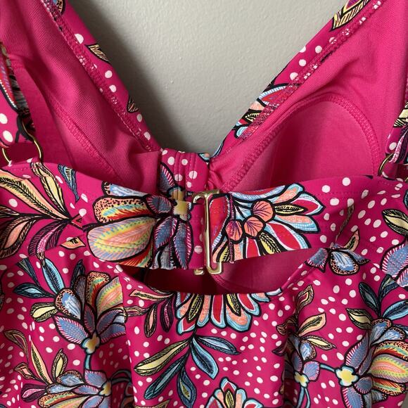 Tabitha Brown For Target One Piece‎ Swim Suit Size 22 W Hot Pink Floral Cheeky - Picture 8 of 11